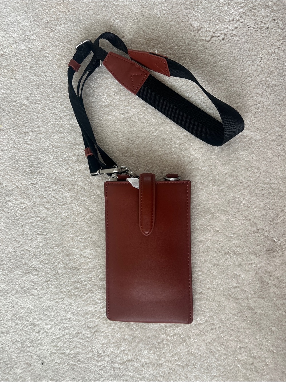 Zara Men's Leather Crossbody Pouch in Dark Brown with Black Strap